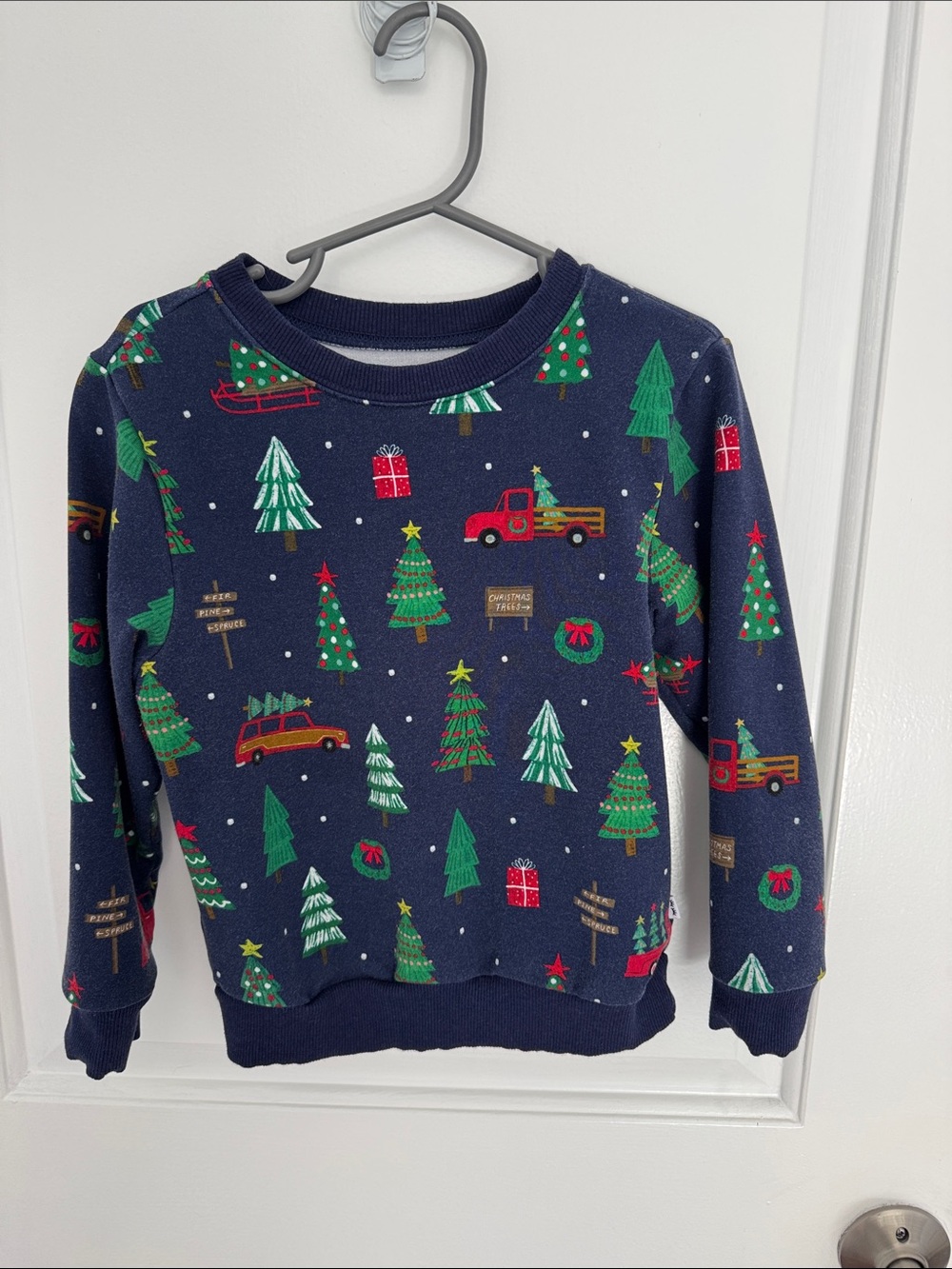 Little Sleepies Navy Holiday Tree & Truck sweatshirt Top